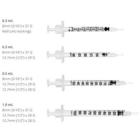 U-100 Insulin Syringes for giving insulin shots to dogs and cats.