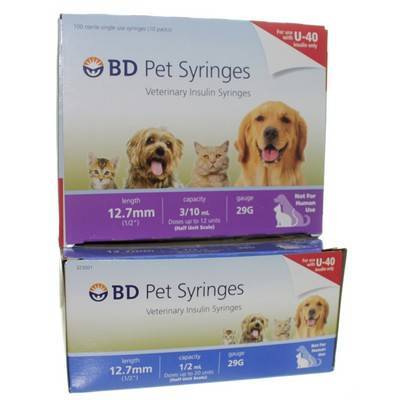 BD U-40 Pet Syringes - Vet Insulin Syringes | VetRxDirect | 1/2mL, 29g