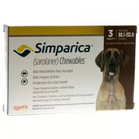 Simparica Chewables for Dogs 88.1 - 132 lbs, 3 Month Supply