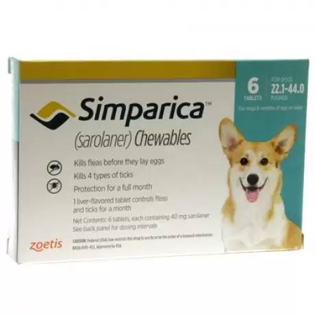 Simparica Chewables for Dogs 22.1 - 44 lbs, 6 Month Supply