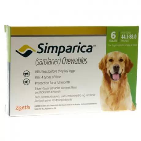 Simparica Chewables for Dogs 44.1 - 88 lbs, 6 Month Supply