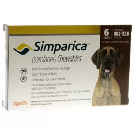 Simparica Chewables for Dogs 88.1 - 132 lbs, 6 Month Supply