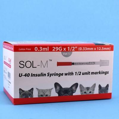 SOL-M/Sol-Vet U-40 Insulin Syringes - 1/2 Unit Markings | VetRxDirect