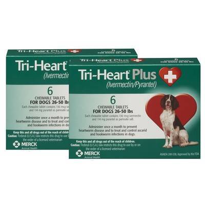 Tri-Heart Plus - Dog Heartworm | VetRxDirect Pharmacy | 26-50 lbs, 12