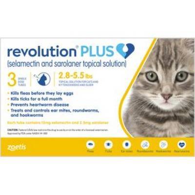 Revolution PLUS (selamectin + sarolaner) for Cats 2.8-5.5lbs, 3 Month Supply