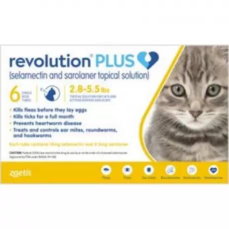 Revolution PLUS (selamectin + sarolaner) for Cats - 2.8-5.5lbs, 6 Month Supply