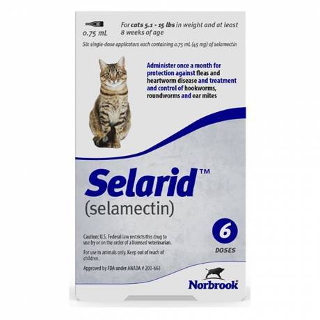 Selarid (selamectin) - 6 Doses for Cats 5.1 to 15lbs
