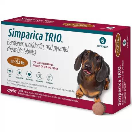 Simparica Trio - for Dogs 11.1-22 lbs, 6 Chewables