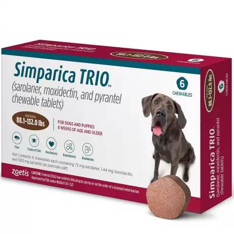 Simparica Trio - for Dogs 88.1-132 lbs, 6 Chewables