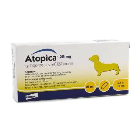 Atopica (cyclosporine) for Dogs - 25mg, 15 Capsules Atopic Dermatitis