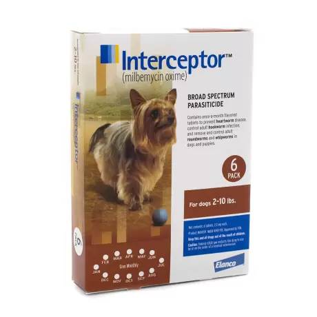 Interceptor Flavor Tabs - for Heartworm in Dogs 2-10 lbs, 6 Month Supply