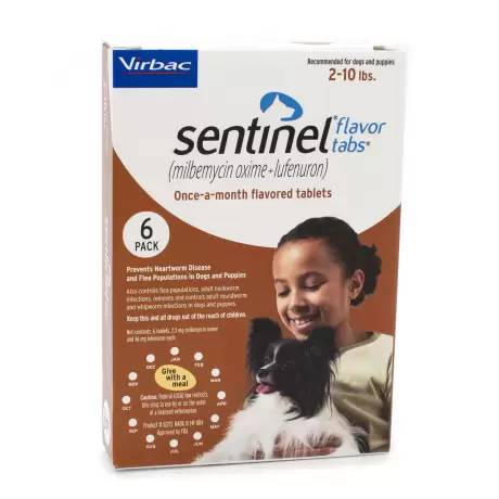 Sentinel Flavor Tabs for Dogs - 2-10 lbs, 6 Month Supply Heartworm and Flea Preventative