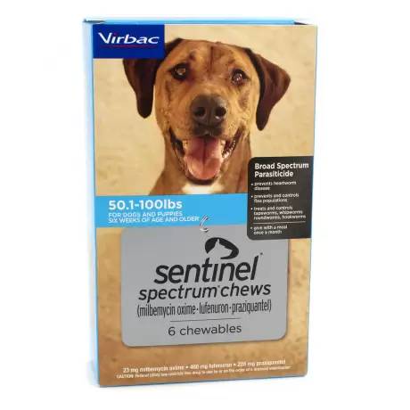 Sentinel Spectrum for Dogs - 50.1-100 lbs, 6 Month Supply Heartworm and Flea Preventative Dewormer