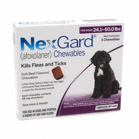NexGard Chewables for Dogs Fleas - 24.1-60 lbs, 3 Month Supply