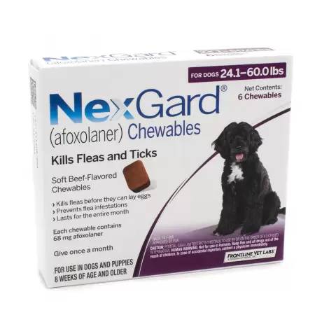 NexGard Chewables for Dogs Fleas - 24.1-60 lbs, 6 Month Supply