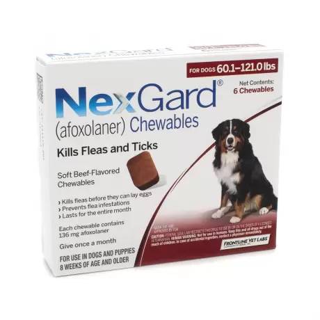 NexGard Chewables for Dogs Fleas - 60.1-121 lbs, 6 Month Supply