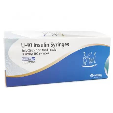 Vetsulin - U-40 Monoject Insulin Syringes for Cats and Dogs, 1cc, 29G, 1/2 in, 100ct