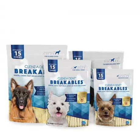 Clenz-a-dent Breakables for Dogs - Rawhide Dental Chews - Chewing Scrapes Teeth Clean