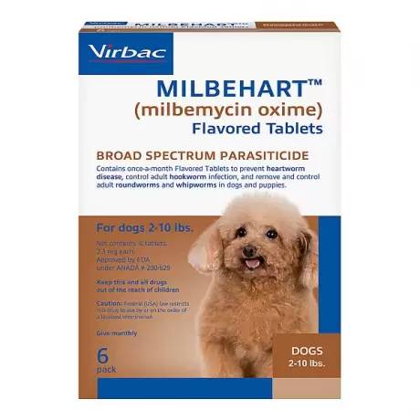 Milbehart Flavored Tablets - for Dogs 2-10 lbs, 6 Month Supply Heartworm Preventative