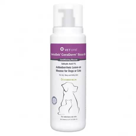 VetraSeb CeraDerm Sicca SA - Leave-on Mousse for Dogs and Cats 6.8oz (200mL)
