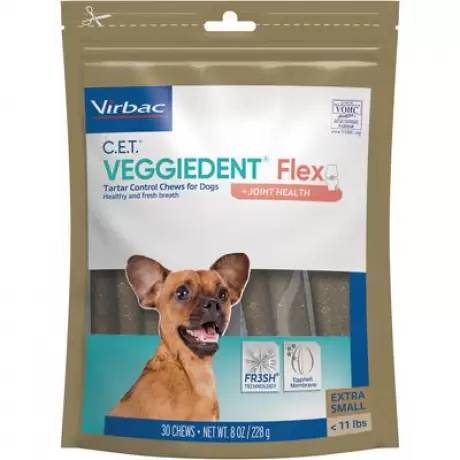 C.E.T. Veggiedent Flex Tartar Control Chews - XS for Dogs under 11lbs, 30ct