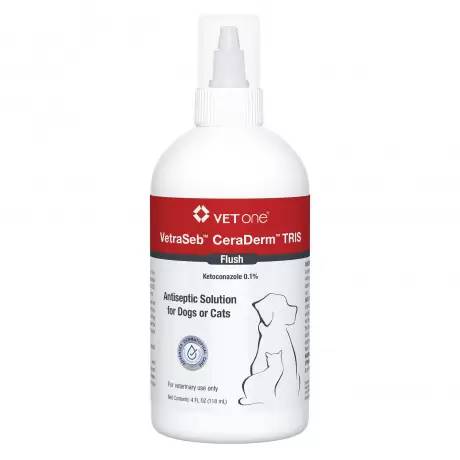 VetraSeb CeraDerm TRIS Flush for Dogs and Cats - Antiseptic Solution, 4oz (118mL)
