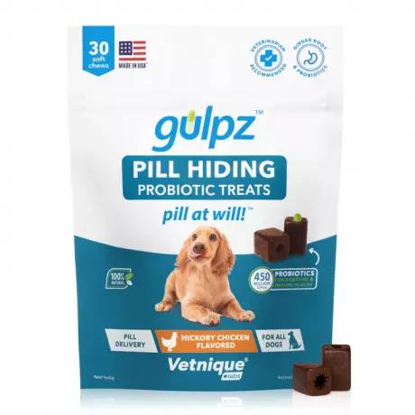 gulpz Pill Hiding Probiotic Treats for Dogs - 30 Soft Chews - Vetnique