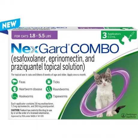Nexgard Combo for Cats - 1.8-5.5 lbs, 3 Month Supply