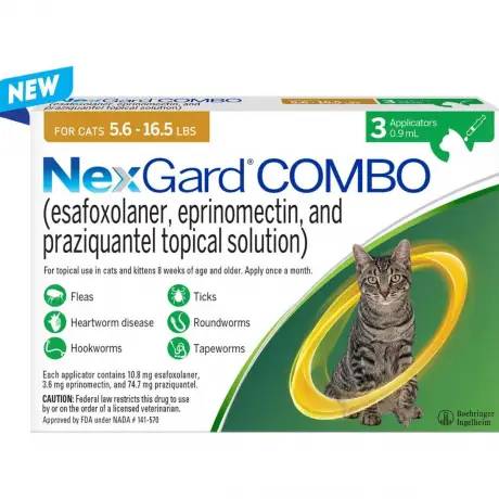 Nexgard Combo for Cats - 5.6-16.5 lbs, 3 Month Supply