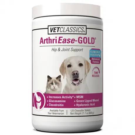ArthriEase-GOLD Hip and Joint Support 120 Chewable Tablets for Dogs and Cats - VetClassics