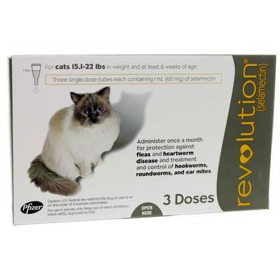 Revolution (selamectin) for Cats 15.1-22 lbs, 3 Month Supply