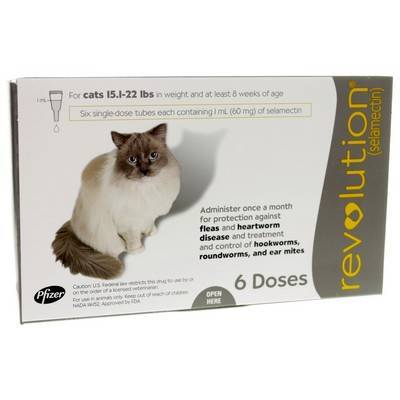 Revolution (selamectin) for Cats 15.1-22 lbs, 6 Month Supply