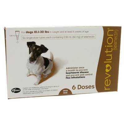 Revolution (selamectin) for Dogs 10.1-20 lbs, 6 Month Supply