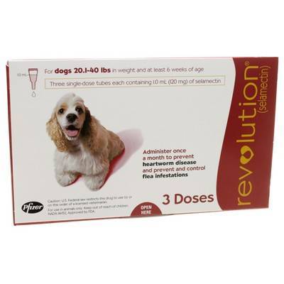 Revolution (selamectin) for Dogs 20.1-40 lbs, 3 Month Supply